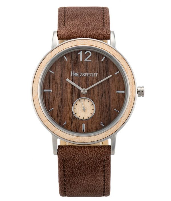Armbanduhr Karwendel - Holz und veganes Leder