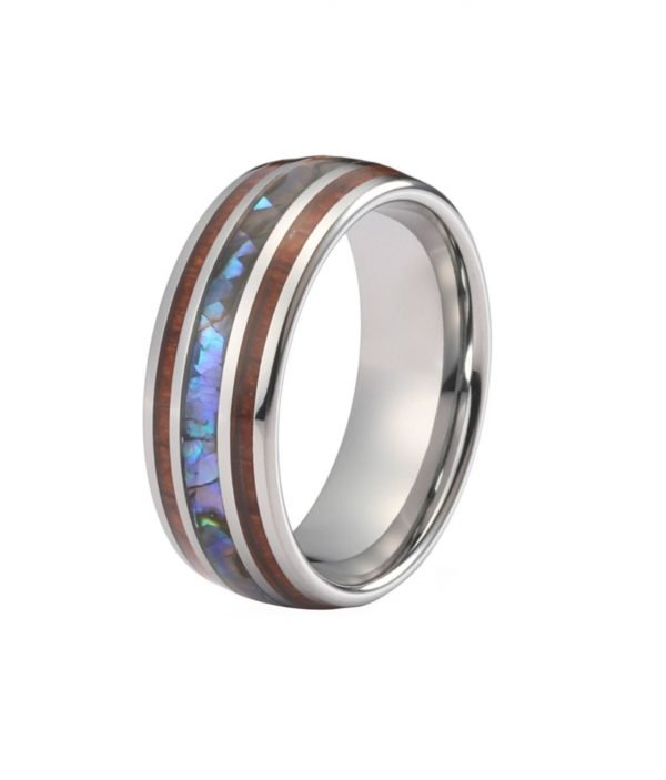 Tungsten ring with wood