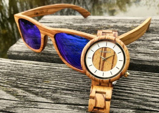 Holzspecht Wooden Watch and Wooden Sunglasses Zebra Wood