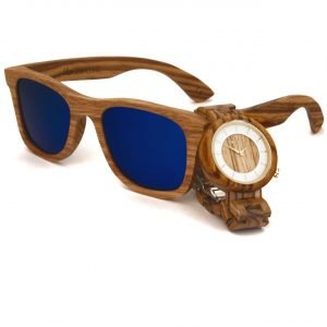 Wooden Watch and Wooden Sunglasses Zebra Wood