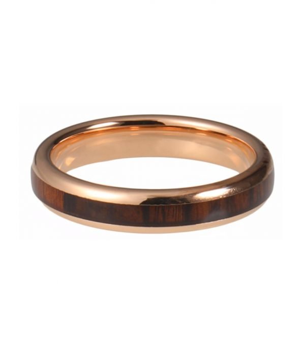 Tungsten Ring Rosé mit Holz