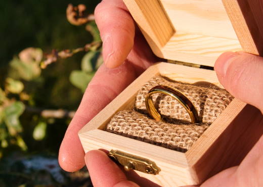 Holzspecht Ring mit Holz Gold