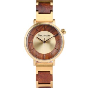 Holzspecht Armbanduhr aus Holz Sonnblick Rotes Sandelholz